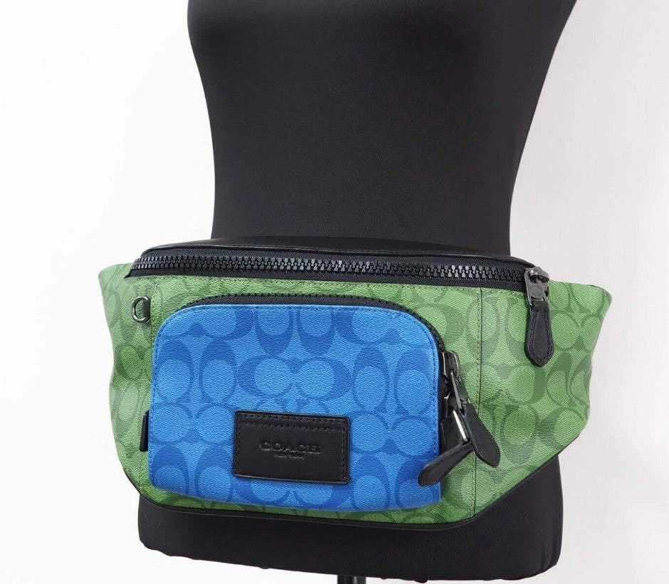 商品Coach|COACH Neon Green Multi Blocked Signature  Waist Belt Bag,价格¥2299,第2张图片详细描述