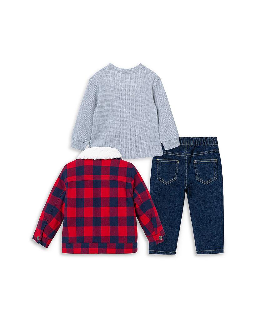 Boys' Plaid Jacket, Elephant Tee & Jeans Set - Baby商品第2张图片规格展示