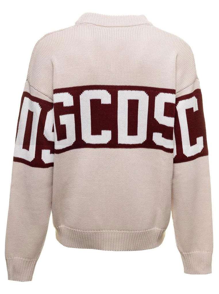 商品GCDS|Off White Sweater in Mixed Wool Knit with Contrast Jacquard Logo Band GCDS Man,价格¥1875,第2张图片详细描述