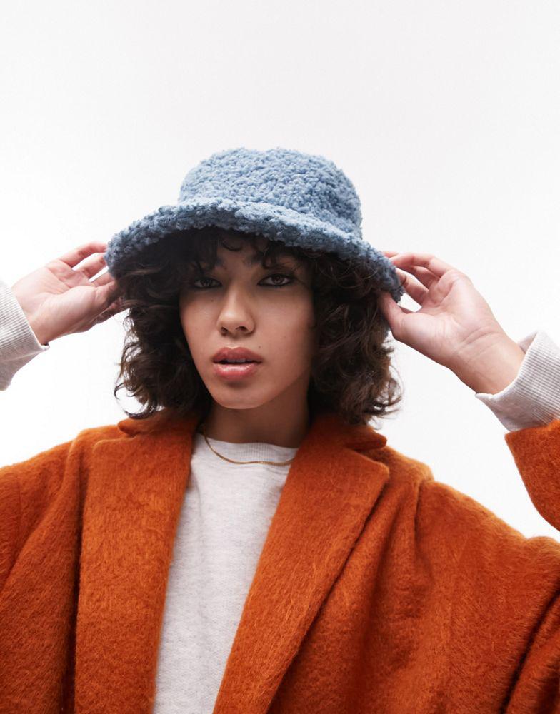 Topshop borg bucket hat in teal商品第2张图片规格展示
