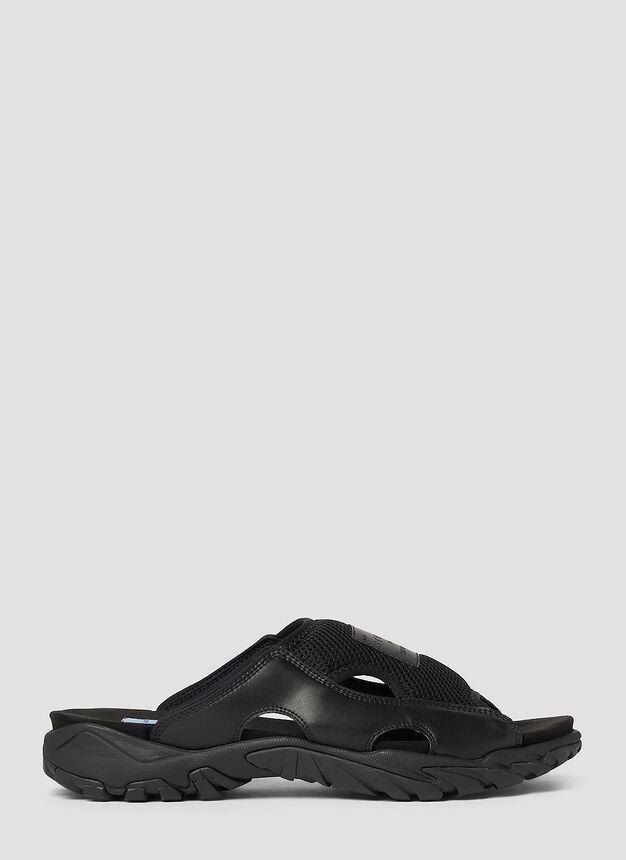 商品Alexander McQueen|S10 Striae Slides in Black,价格¥1082,第1张图片