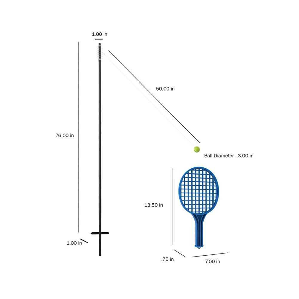 商品Trademark Global|Hey Play Rope Ball Tether Swing Game - Complete Set With Pole, 2 Racquets And Ball With String-Fun Classic Outdoor Activity For Kids And Adults,价格¥377,第2张图片详细描述