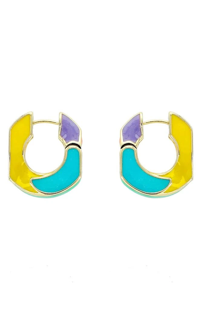 商品Panacea|14K Yellow Gold Plated Multi Enamel Hoop Earrings,价格¥60,第1张图片