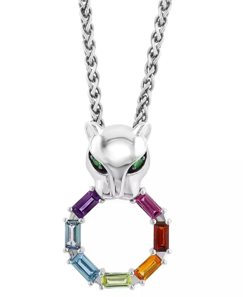 商品Effy|EFFY® Multi-Gemstone (7/8 ct. t.w.) Panther & Ring 18" Pendant Necklace in Sterling Silver,价格¥4715,第1张图片