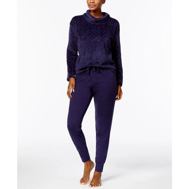 商品Nautica|Plush Textured Top & Jogger Pants Pajama Set,价格¥119,第1张图片