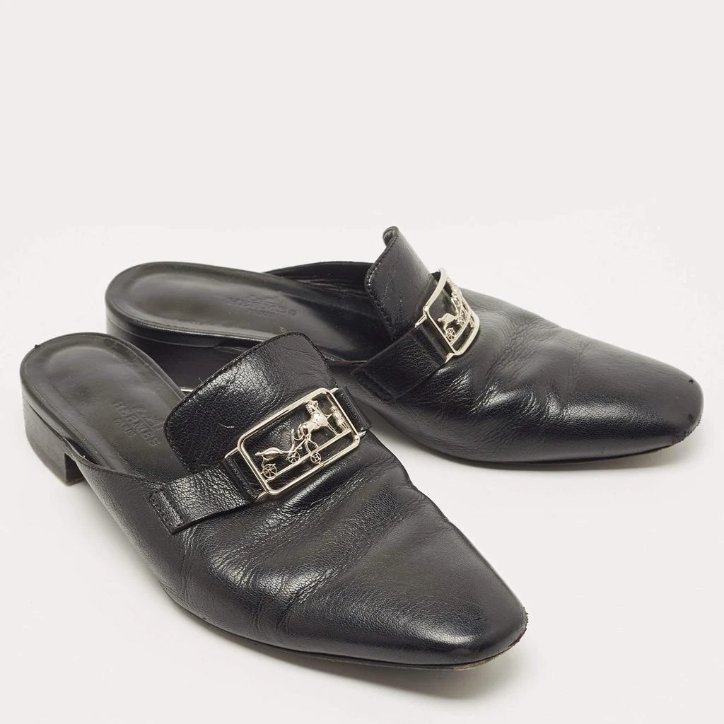 商品[二手商品] Hermes|Hermes Black Leather Vincennes Mules Size 38,价格¥3172,第4张图片详细描述