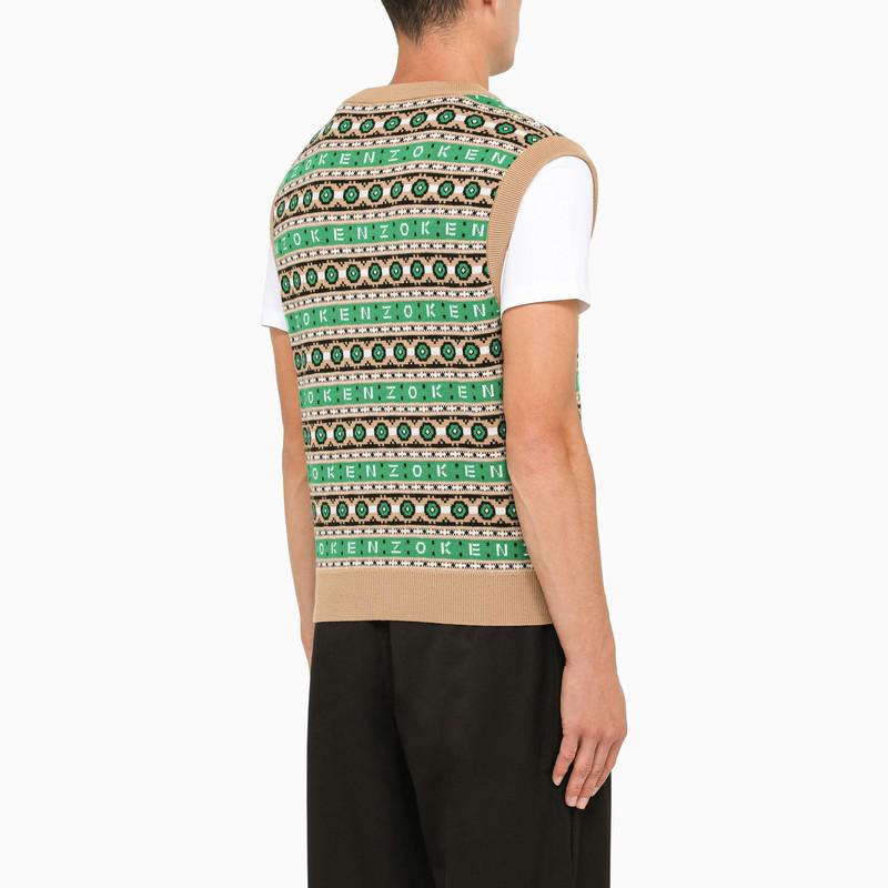Green/camel knitted waistcoat商品第3张图片规格展示