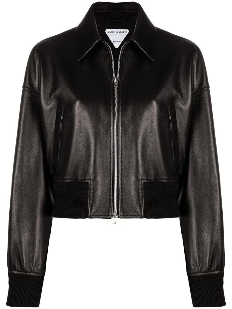 商品Bottega Veneta|Bottega veneta women's black leather outerwear jacket,价格¥32833,第1张图片