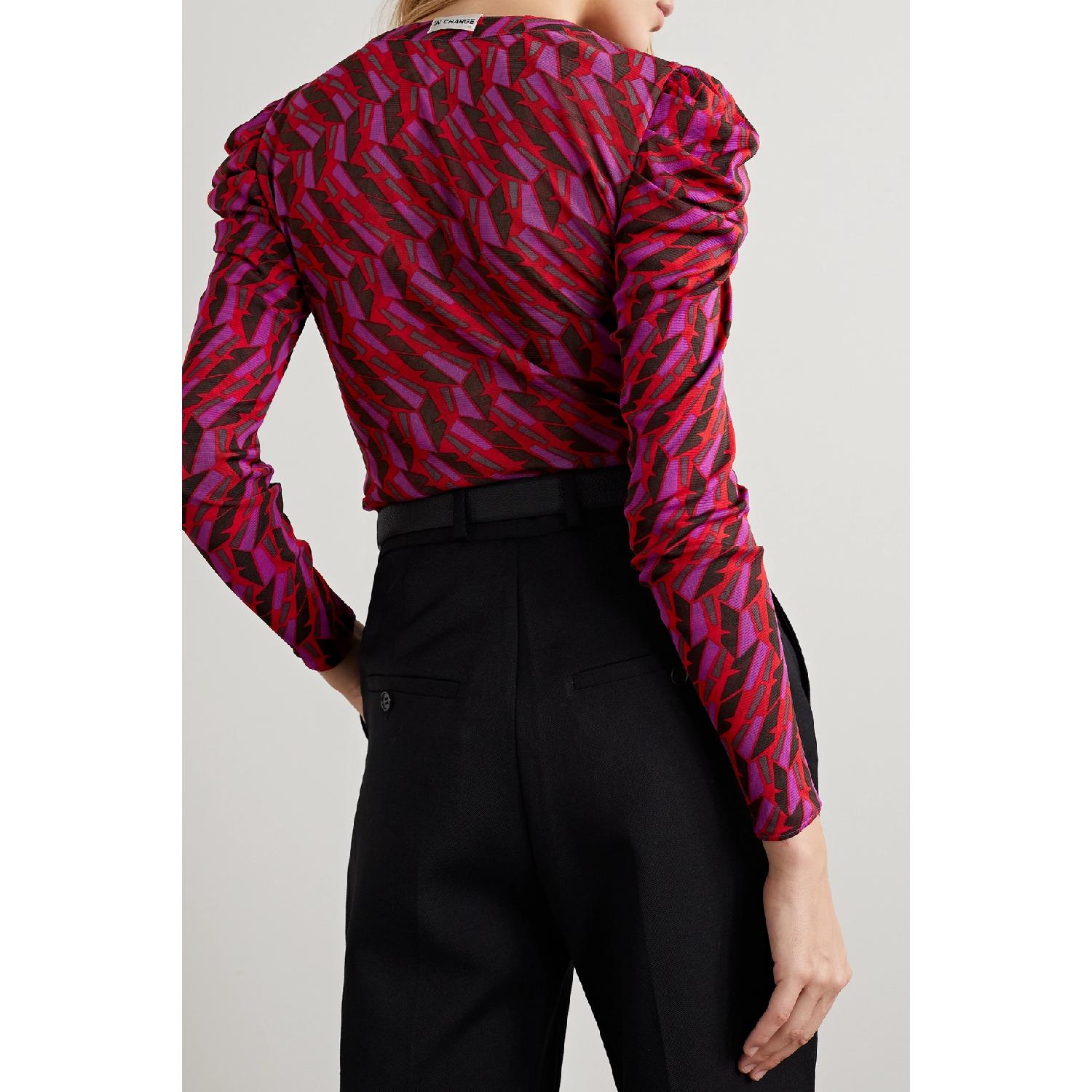 【特惠6.0折】包邮包税【预售7天发货】 DIANE VON FURSTENBERG 23秋冬 女士 长袖衬衫 Gladys 正反两穿印花弹力网布女衫 1647597289317331 DVFBL4Q006OAZZR 商品第4张图片规格展示