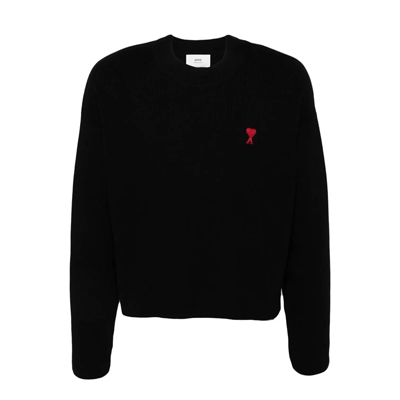 商品[国内直发] AMI|AMI PARIS SS24红色爱心刺绣毛衣 UKS046KN0042 001,价格¥1757,第1张图片