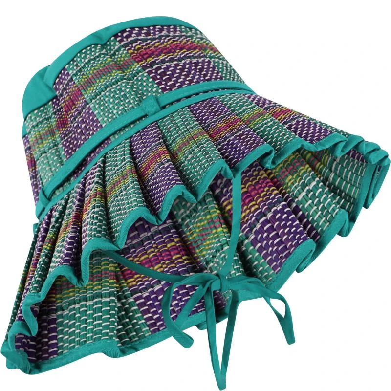 商品Lorna Murray|Mexico pleated bucket hat in turquoise and purple,价格¥1020,第1张图片