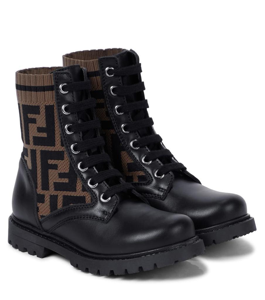 商品Fendi|FF jacquard and leather ankle boots,价格¥4436-¥6003,第1张图片