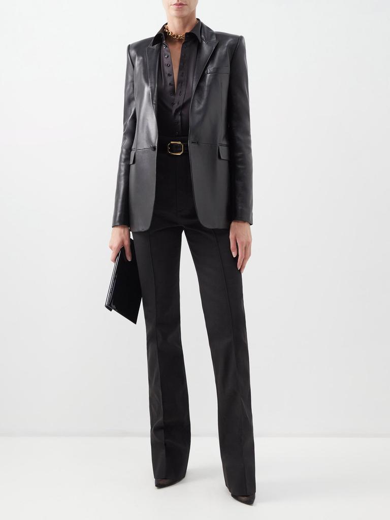 商品Yves Saint Laurent|Roped-shoulder leather blazer,价格¥27426,第4张图片详细描述