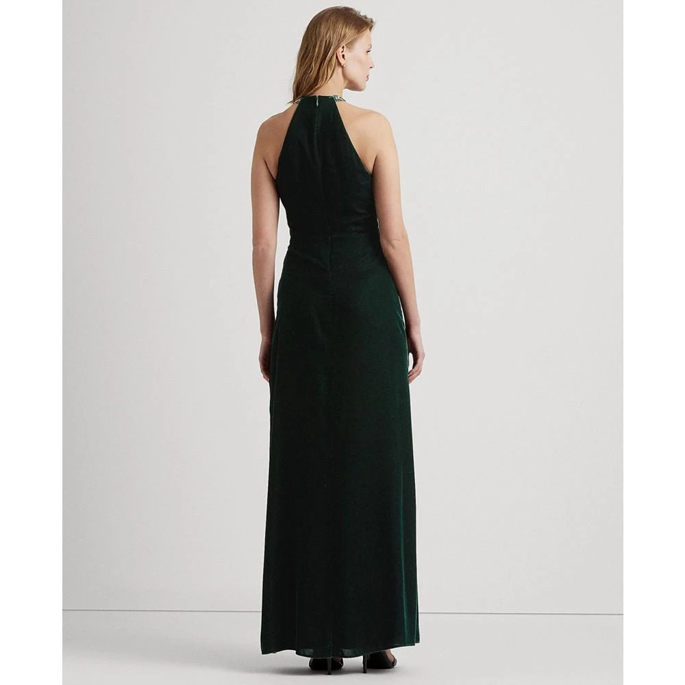 商品Ralph Lauren|Women's Velvet Beaded Halter Gown,价格¥1102,第2张图片详细描述