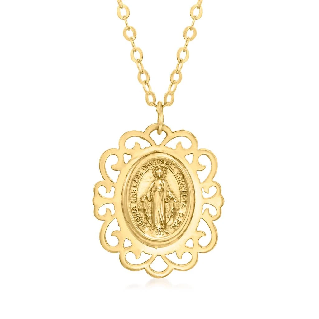 商品Ross-Simons|Italian 14kt Yellow Gold Miraculous Medal Pendant Necklace,价格¥2106,第1张图片