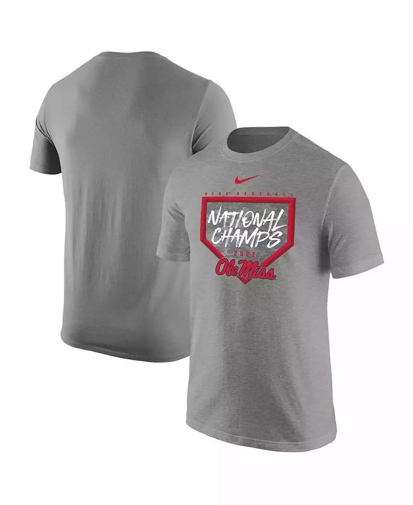 商品NIKE|Men's Heathered Gray Ole Miss Rebels 2022 NCAA Men's Baseball College World Series Champions T-shirt,价格¥262,第1张图片