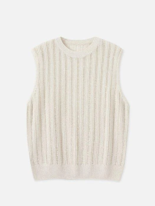 商品KNITLY|Linen Net Round Vest Natural,价格¥569,第2张图片详细描述