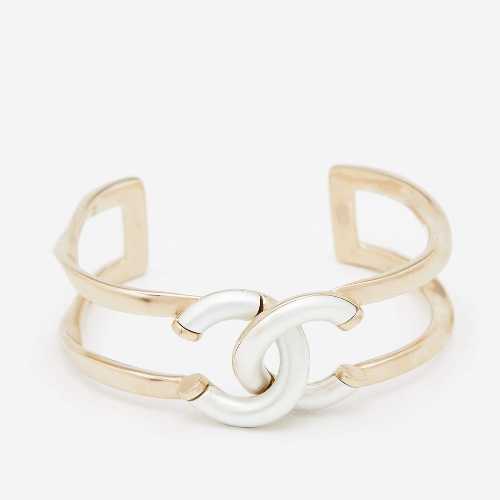 商品[二手商品] Chanel|Chanel Two Tone CC Twisted Cuff Bangle,价格¥7681,第1张图片