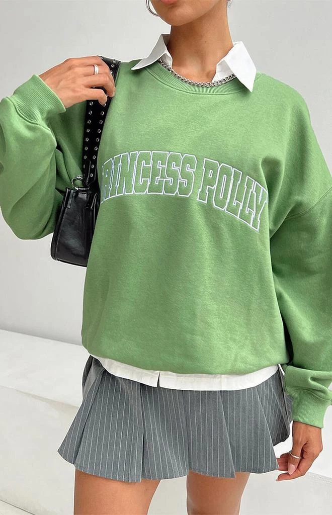 商品Princess Polly|Green Crew Neck Sweatshirt,价格¥272,第1张图片