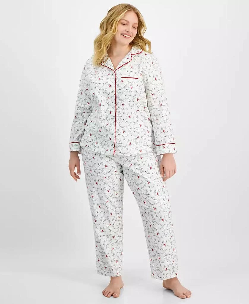 商品Charter Club|Plus Size Cotton Flannel Printed Pajama Set, Created for Macy's,价格¥247,第1张图片