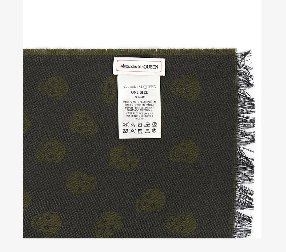 商品Alexander McQueen|骷髅头印花流苏边围巾【香港仓极速发货】,价格¥1529,第6张图片详细描述