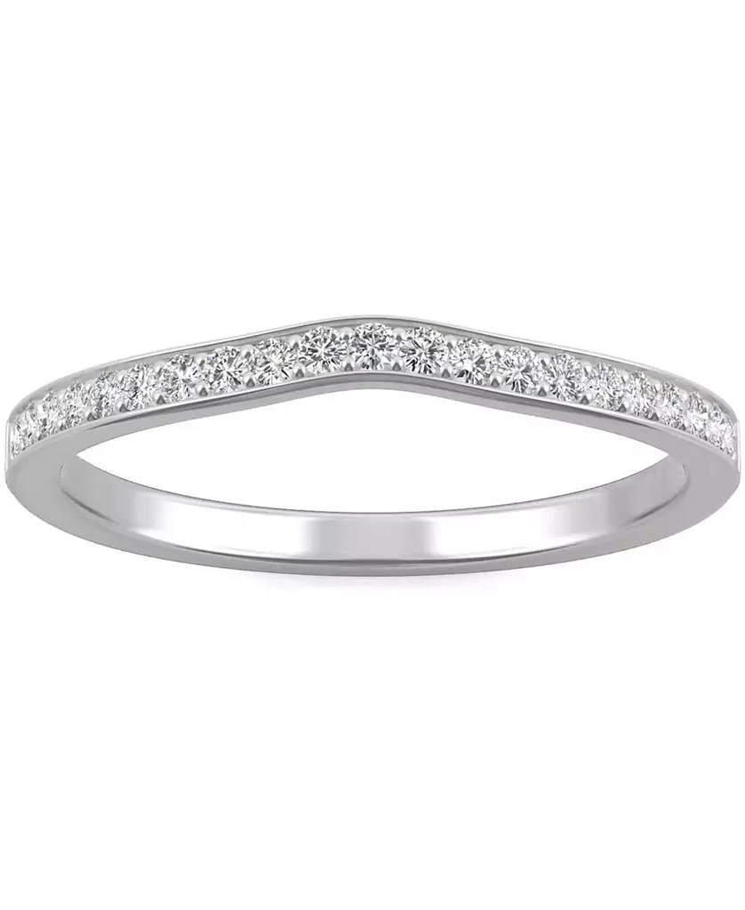 商品Charles & Colvard|Moissanite V-Shape Wedding Band (1/5 ct. t.w. DEW) in 14k White Gold,价格¥3629,第1张图片