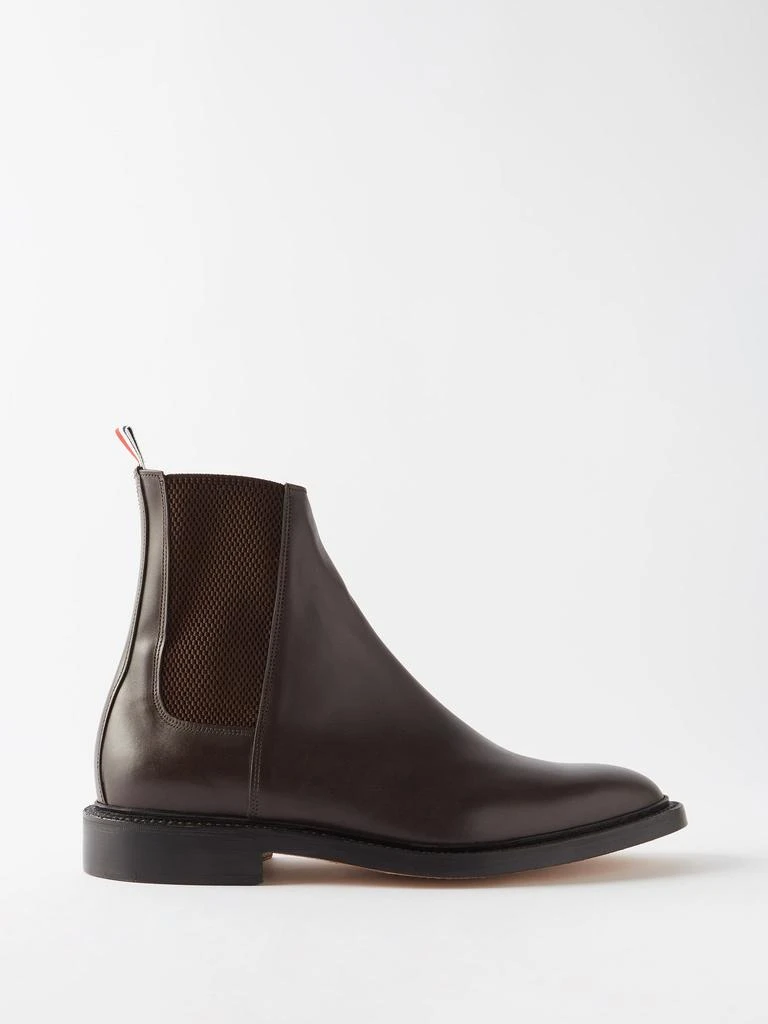 商品Thom Browne|Tricolour-trim leather Chelsea boots,价格¥4895,第1张图片