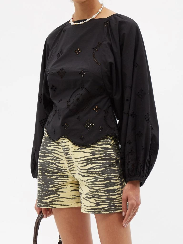 Tie-back broderie-anglaise organic-cotton blouse 商品