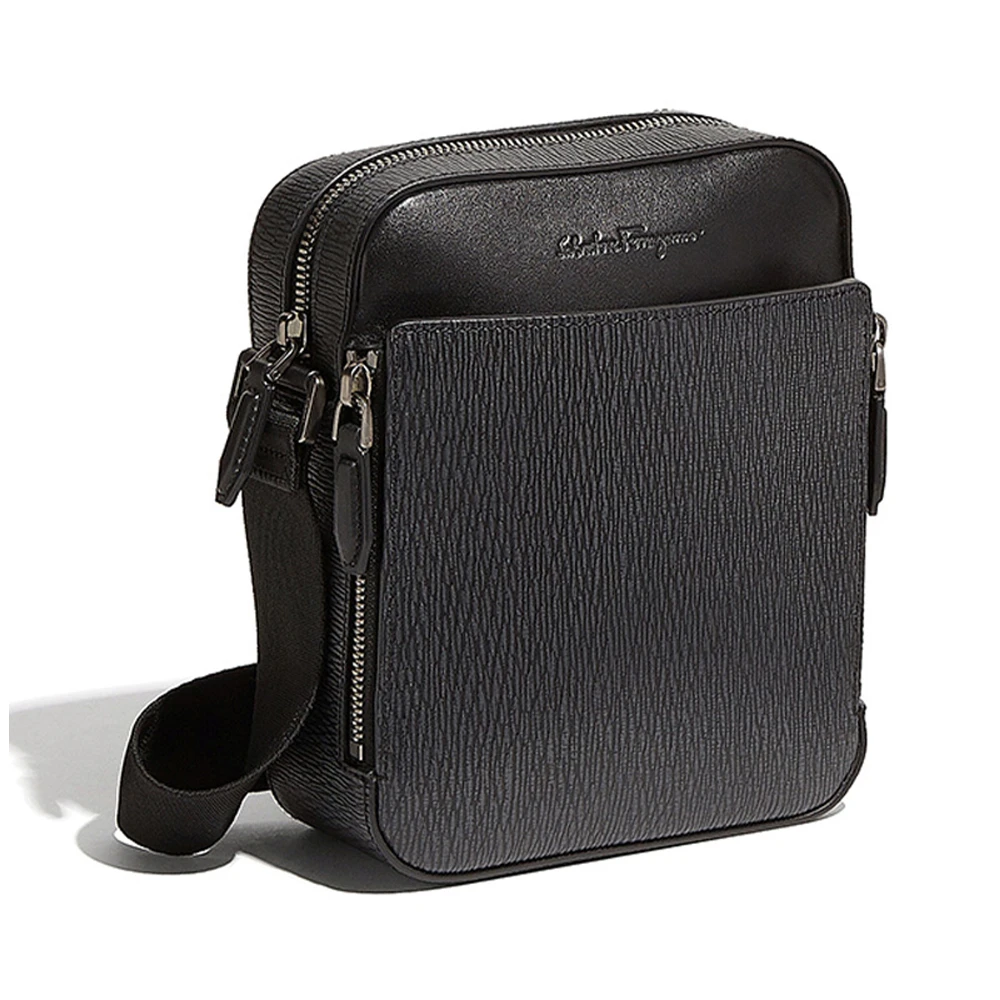 Salvatore Ferragamo 菲拉格慕 男士灰色黑色拼色牛皮斜挎包 24-A089-704089 商品