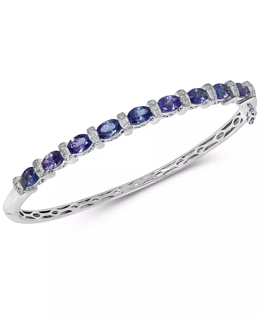 商品Macy's|Tanzanite (4 ct. t.w.) & Diamond (1/10 ct. t.w.) Bangle Bracelet in Sterling Silver,价格¥2914,第1张图片