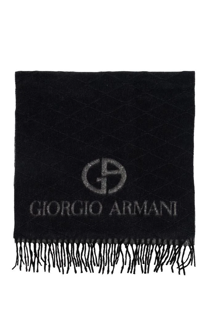 商品Giorgio Armani|Giorgio Armani Logo Printed Fringed Scarf,价格¥2512,第1张图片