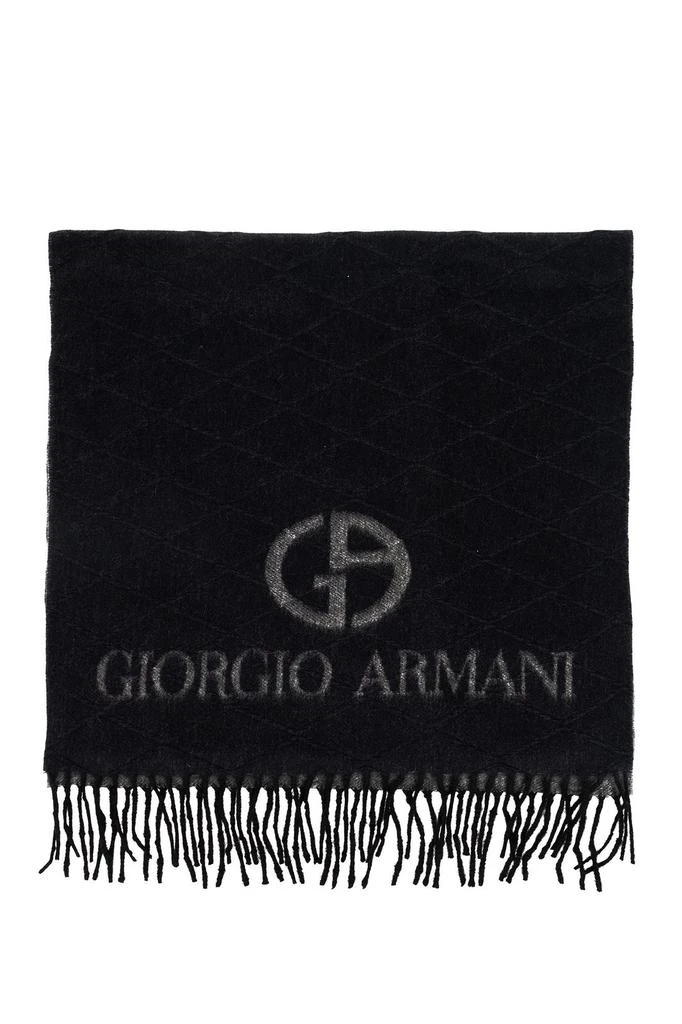 商品Giorgio Armani|Giorgio Armani Logo Printed Fringed Scarf,价格¥2665,第1张图片