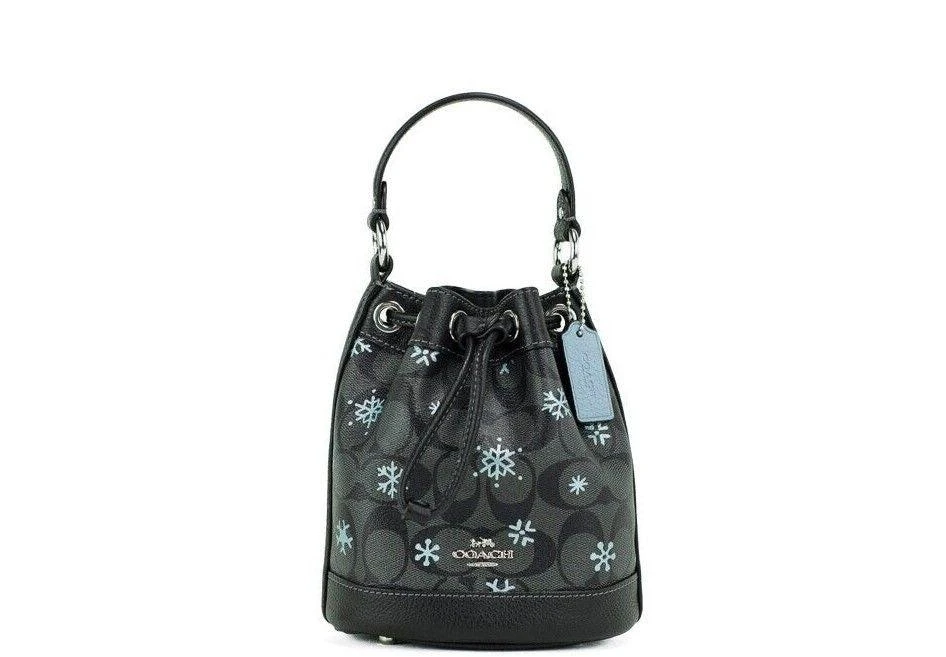 商品[二手商品] Coach|COACH Dempsey 15 Small Snowflake Print Graphite Coated Canvas Bucket Women's Bag,价格¥2329,第1张图片