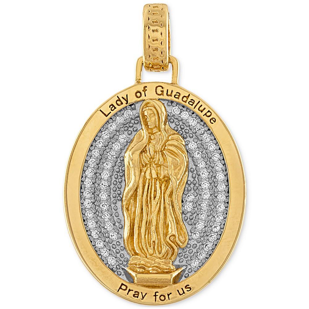 Cubic Zirconia Our Lady of Guadalupe Amulet Pendant in Sterling Silver & 14k Gold-Plate, Created for Macy's商品第1张图片规格展示