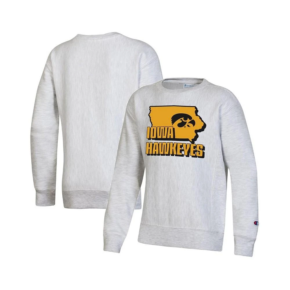 商品CHAMPION|Big Boys Heather Gray Iowa Hawkeyes Reverse Weave Pullover Sweatshirt,价格¥442,第1张图片