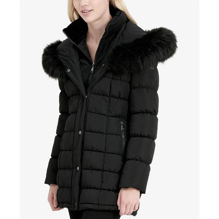 商品Calvin Klein|Faux-Fur-Trim Layered Puffer Coat,价格¥973,第3张图片详细描述