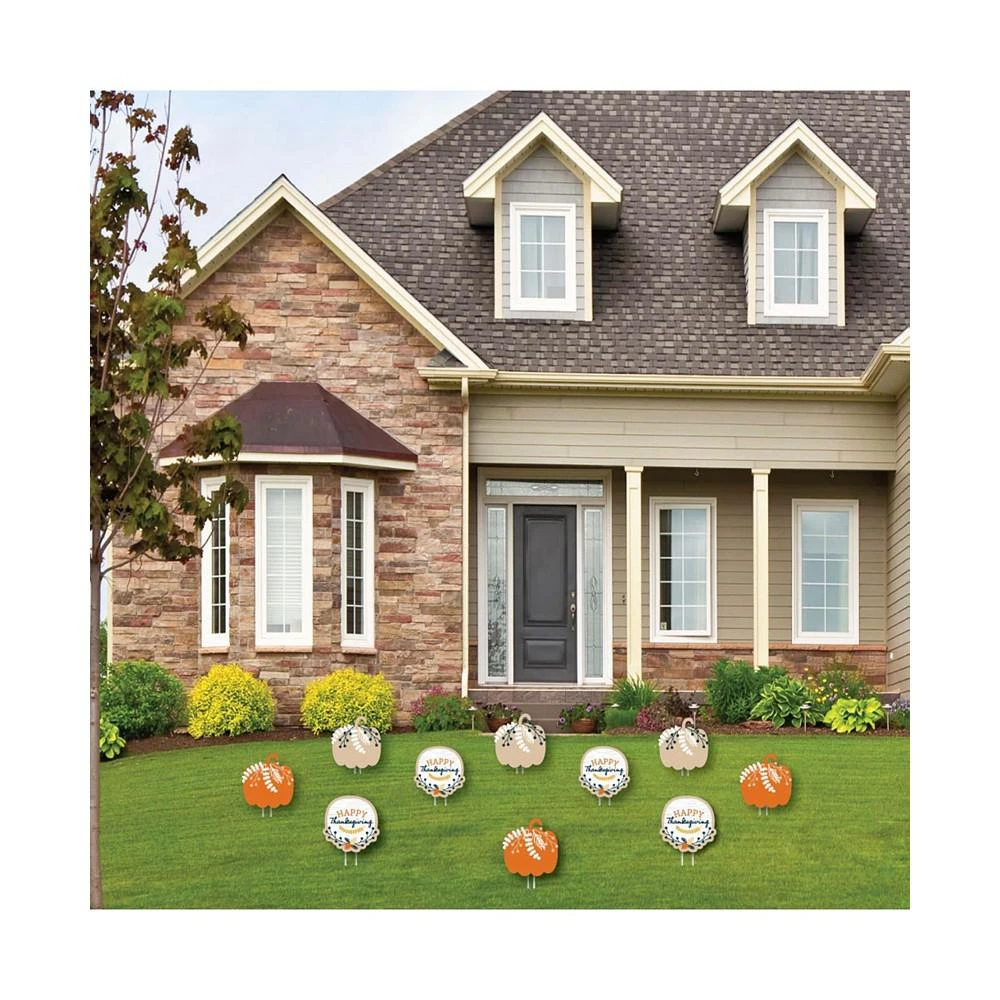 商品Big Dot of Happiness|Happy Thanksgiving - Pumpkin Lawn Decorations - Outdoor Fall Harvest Party Yard Decorations - 10 Piece,价格¥261,第2张图片详细描述
