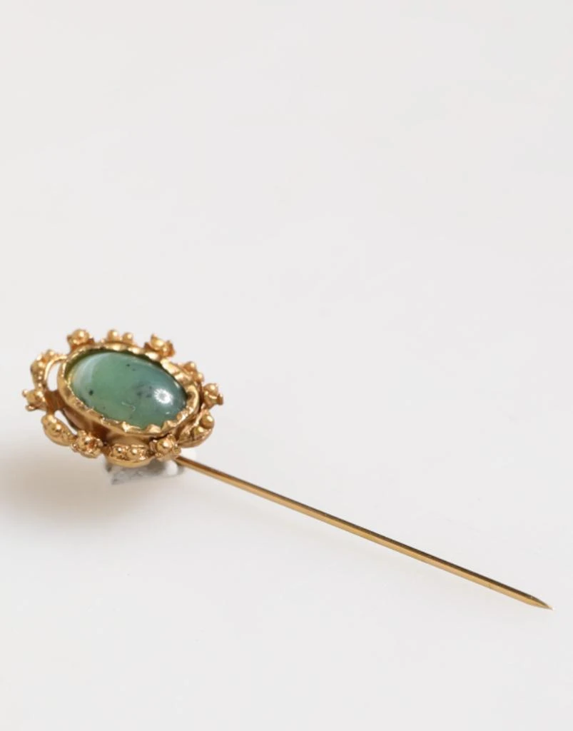商品Dolce & Gabbana|Dolce & Gabbana Gold Tone Green Stone Antique Men Accessory Brooch Pin,价格¥3006,第3张图片详细描述