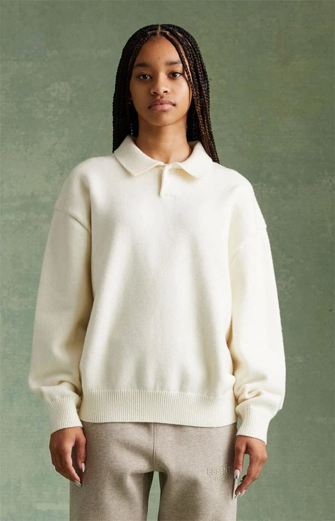 商品Essentials|Essentials Cloud Dancer Knit Polo Sweater,价格¥391,第2张图片详细描述