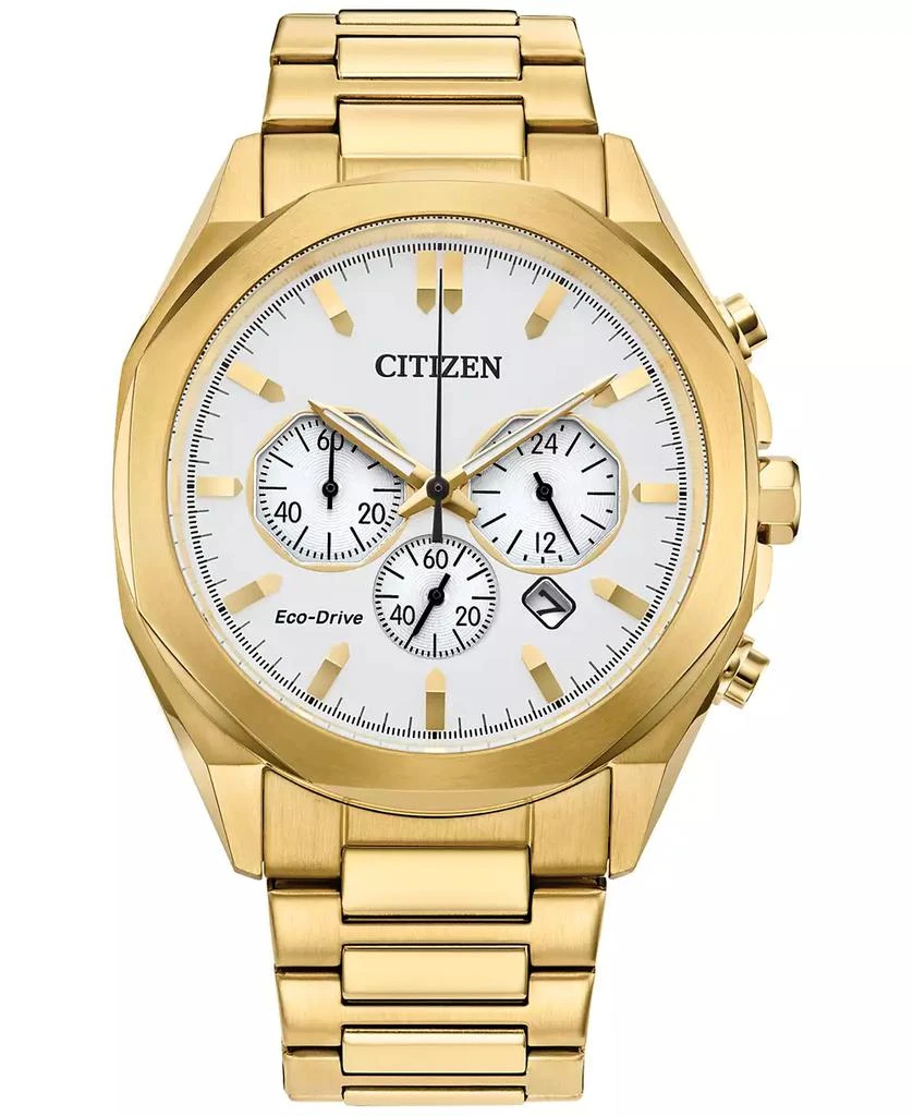 商品Citizen|Eco-Drive Men's Chronograph Gold-Tone Stainless Steel Bracelet Watch 41mm,价格¥4122,第1张图片