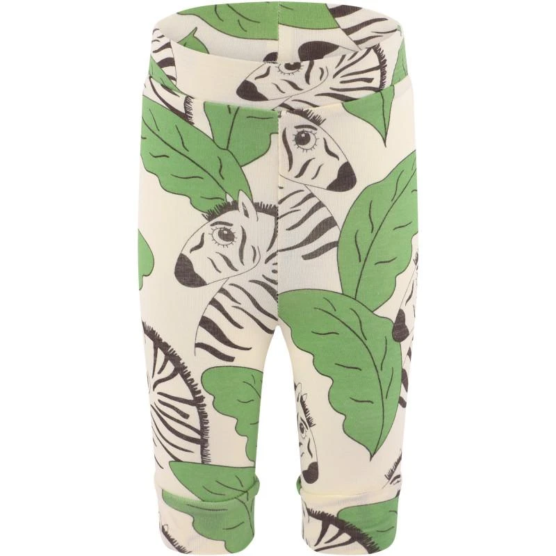 商品Mini Rodini|Zebra print organic leggings in off white and green,价格¥286,第1张图片