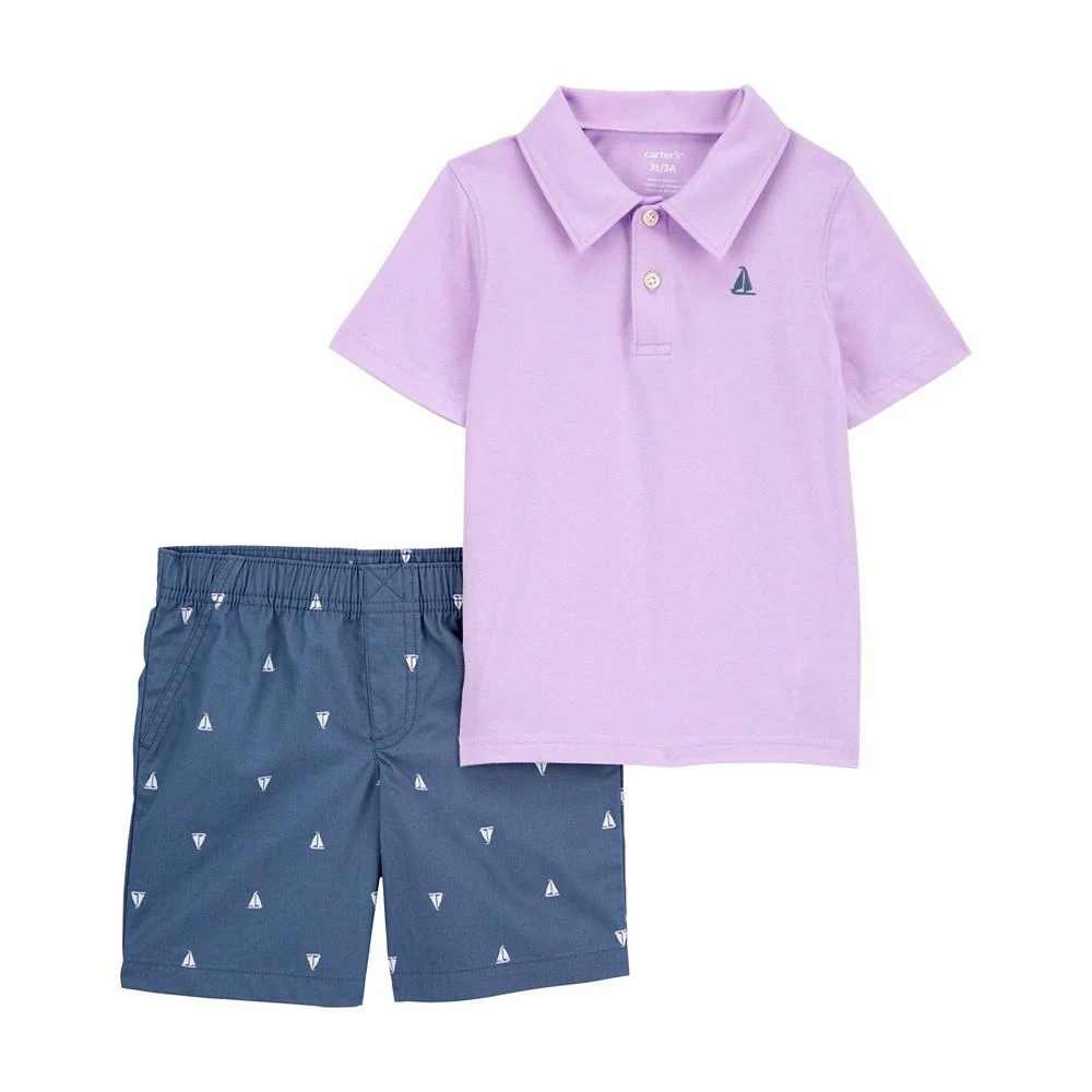 商品Carter's|Toddler 2 Piece Jersey Polo and Sailboat Short Set,价格¥125,第1张图片