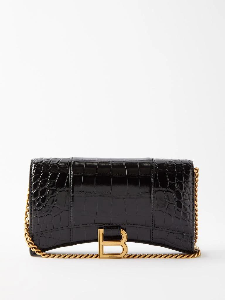 商品Balenciaga|Hourglass crocodile-effect leather cross-body bag,价格¥14007,第1张图片