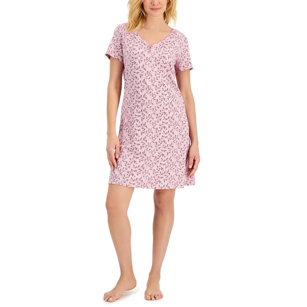 Women's Short Sleeve Cotton Essentials Chemise Nightgown, Created for Macy's商品第1张图片规格展示