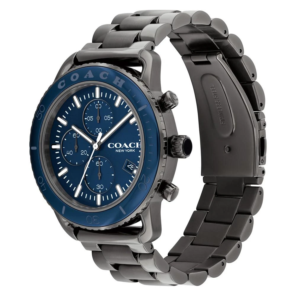 商品Coach|Men's Chronograph Cruiser Gray-Tone Stainless Steel Bracelet Watch 44mm,价格¥2441,第2张图片详细描述