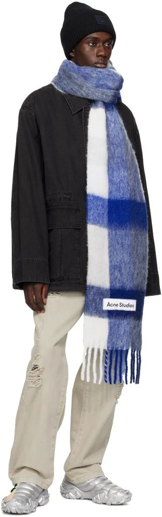 商品Acne Studios|Blue & White Checked Scarf,价格¥2386,第3张图片详细描述