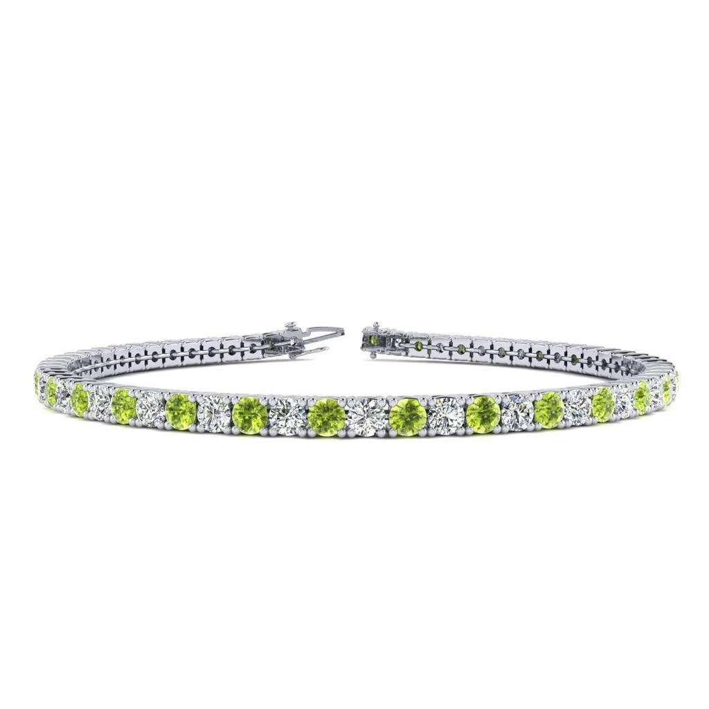 商品SSELECTS|4 1/4 Carat Peridot And Diamond Tennis Bracelet In 14 Karat White Gold, 7 1/2 Inches,价格¥16930,第1张图片