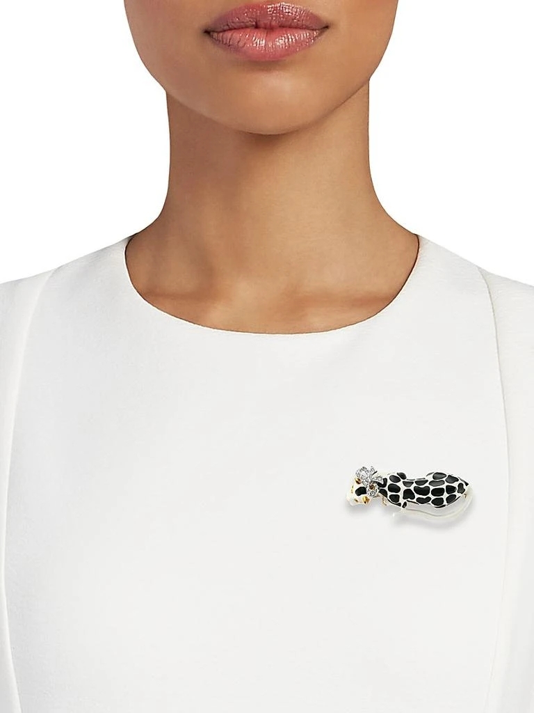商品Kenneth Jay Lane|Black & White Enamel Crystal Bow Leopard Pin,价格¥851,第2张图片详细描述