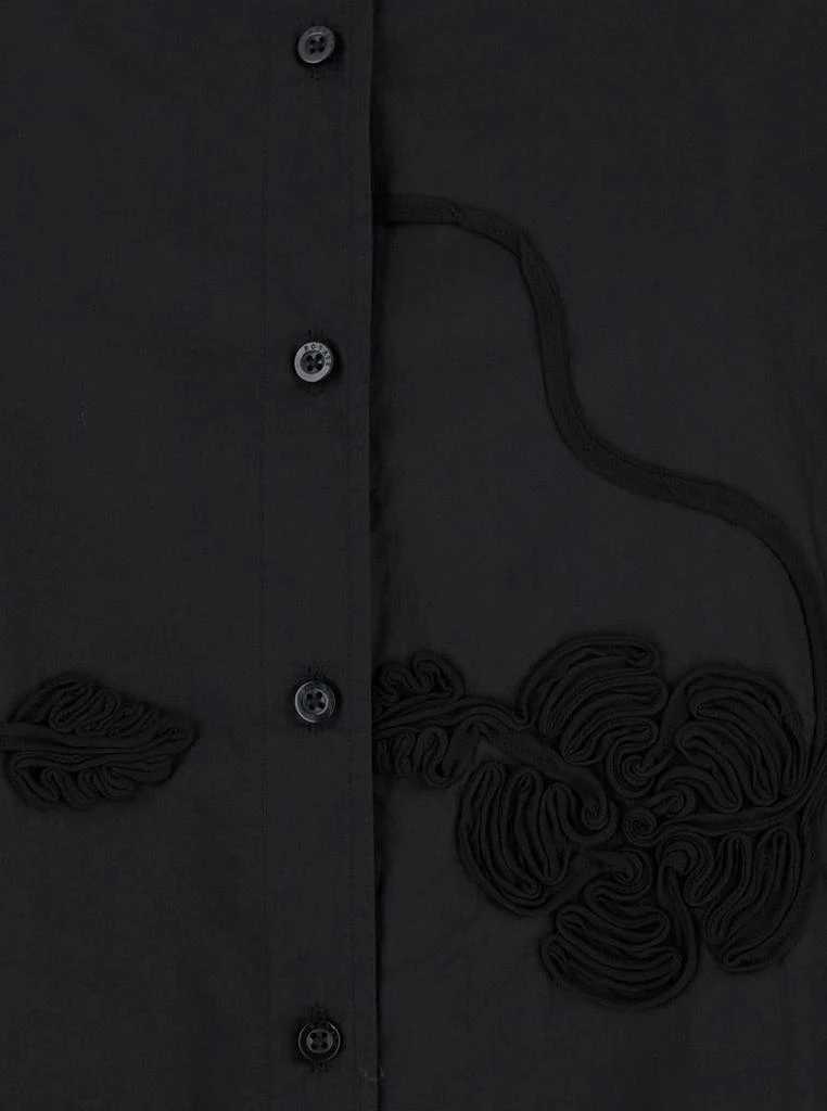 商品ROTATE Birger Christensen|Black Oversize Shirt With Classic Collar And All-Over Floral Embroidery In Cotton Woman,价格¥2030,第3张图片详细描述