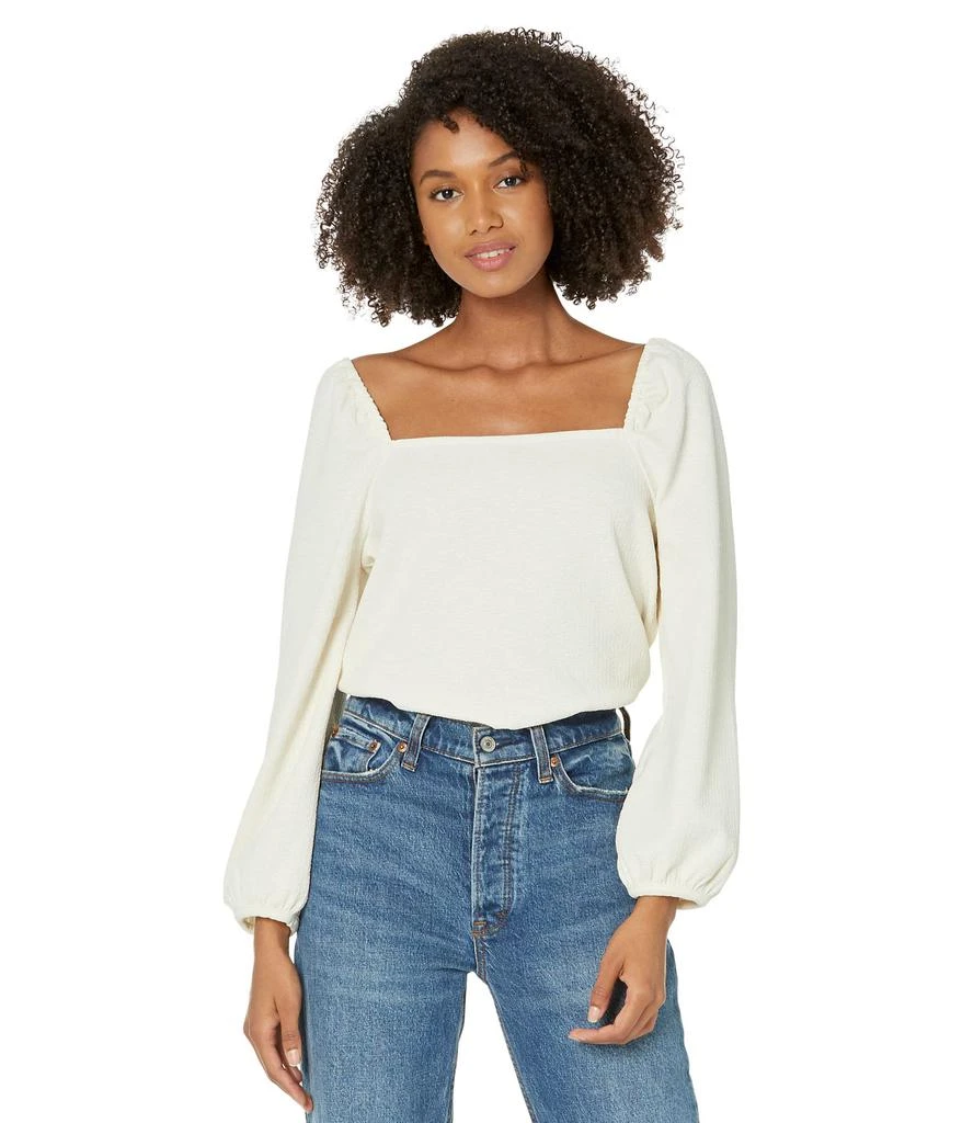 商品Madewell|Crepe Square-Neck Puff-Sleeve Top,价格¥446,第1张图片